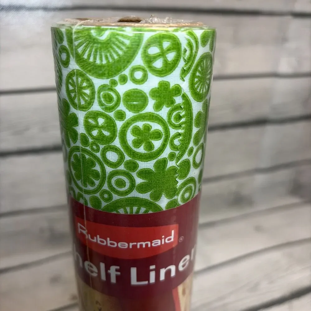 Rubbermaid Shelf Liner Vintage 1976 Groovy Floral Lime Green 10 Feet NEW 1607